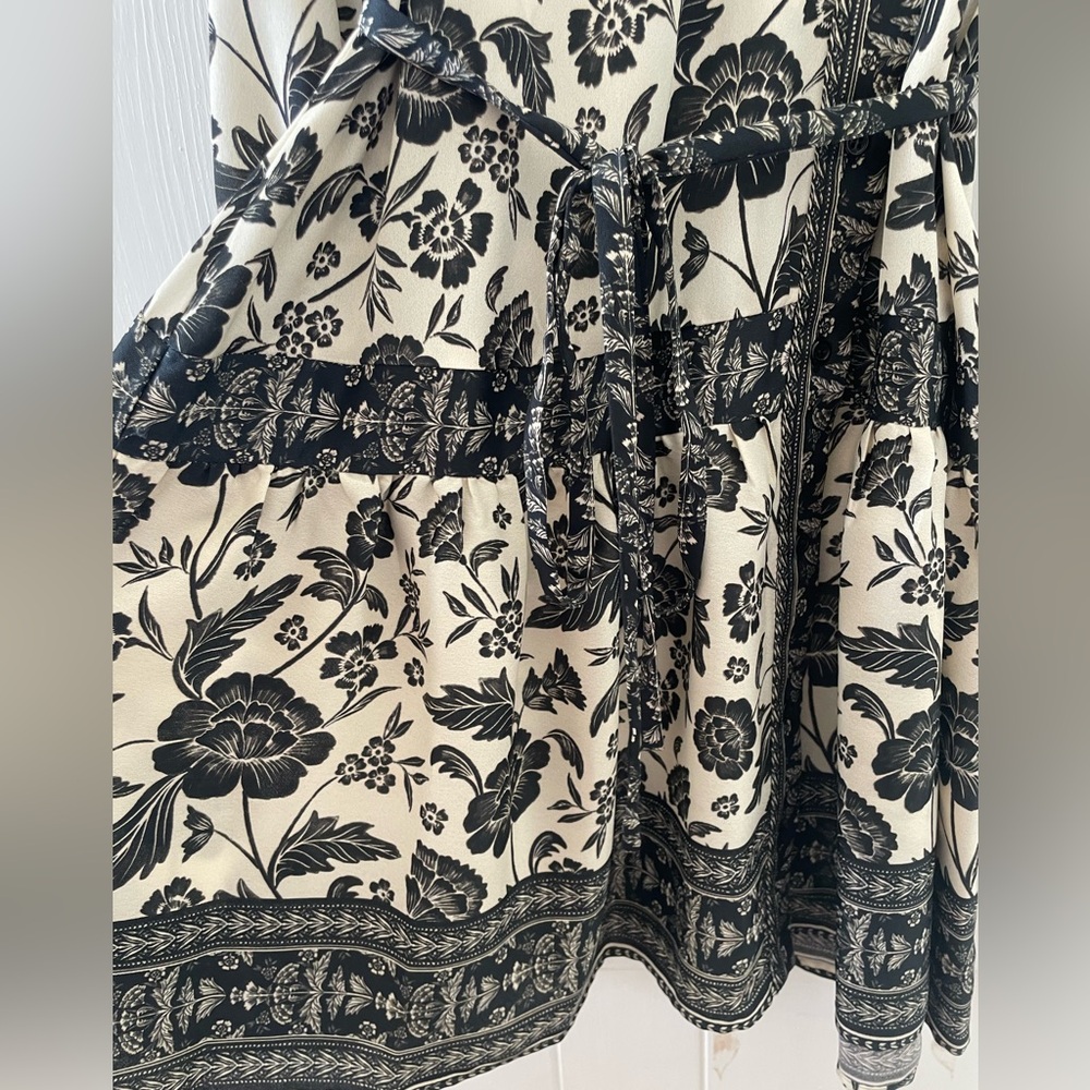 Alex Marie Women’s Black And White Floral Belted Dress Size 10 - Picture 5 of 8